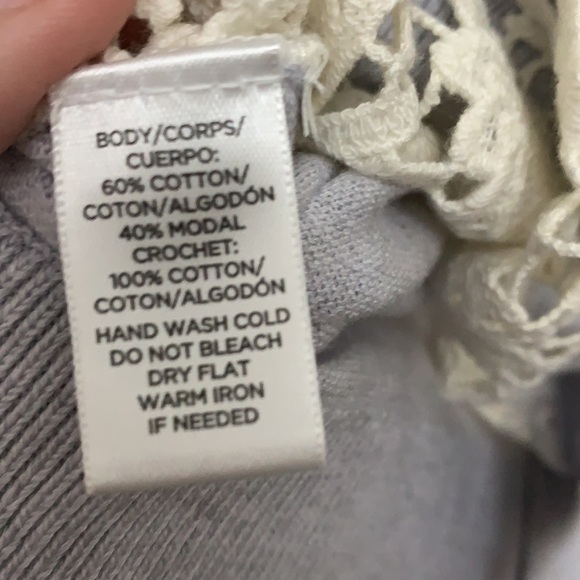 Loft cardigan with crochet front on gray sweater - Picture 5 of 5